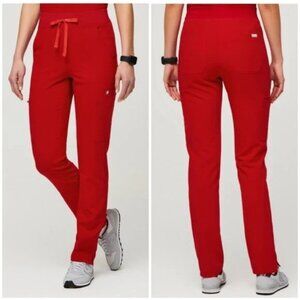FIGS Women Scrub Pants Yola in Vivid Red size Small Tall